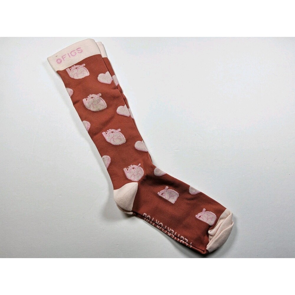 FIGS Compression Flutter For You Heart Nurse Medical Socks Size L